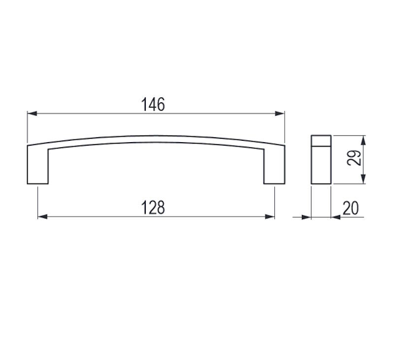 Úchytka Menusa 128 eloxovaný hliník 